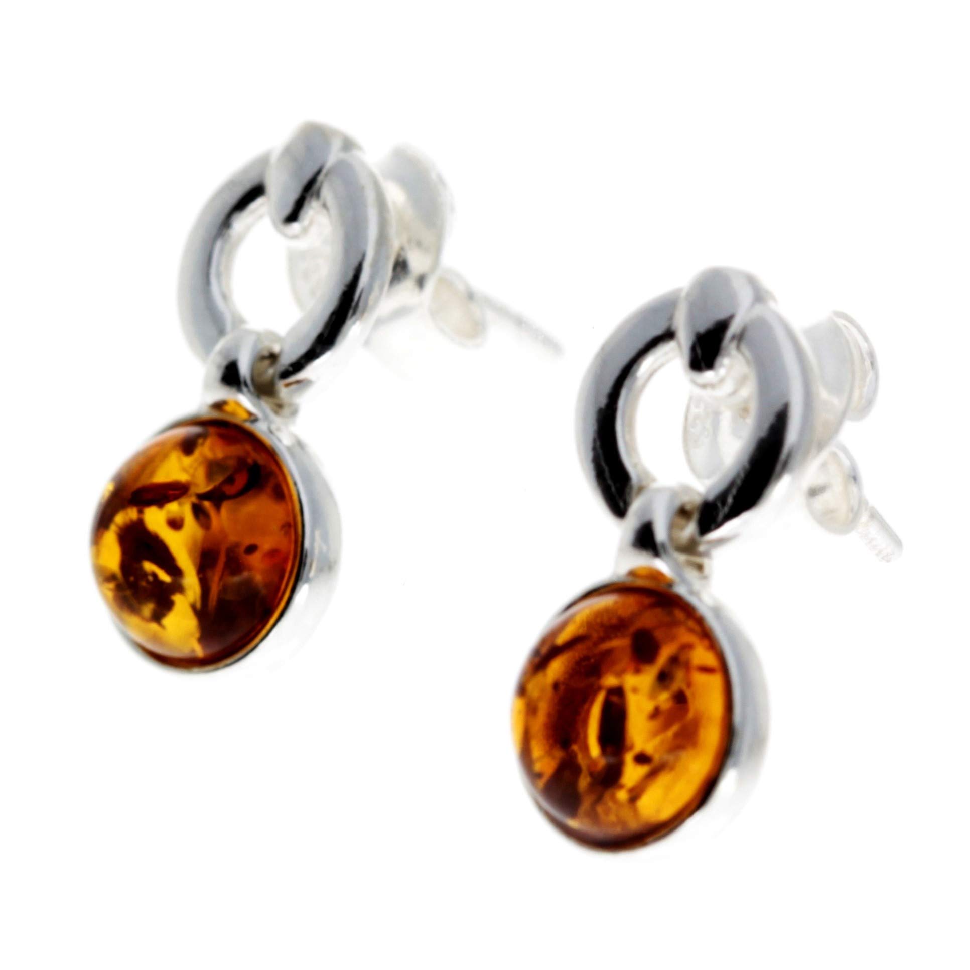 Classic GL168 - Orecchini pendenti in vera ambra baltica naturale e argento Sterling 925