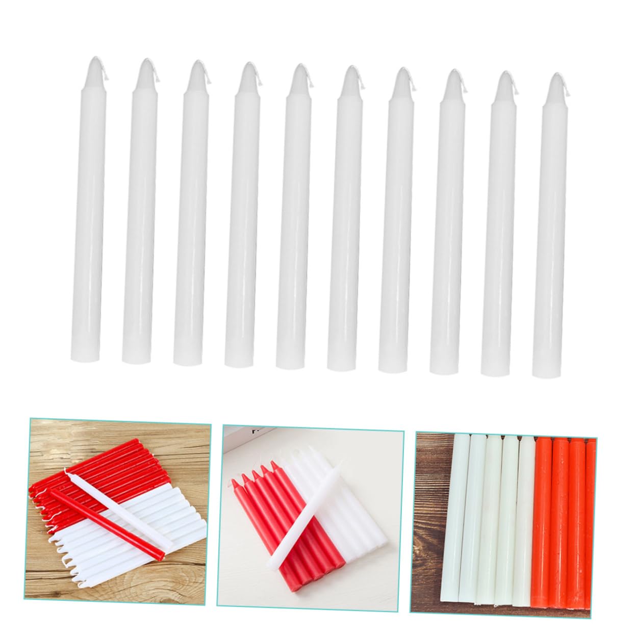 Velas Largas de Parafina de Color Claro, 10 Piezas para Emergencia