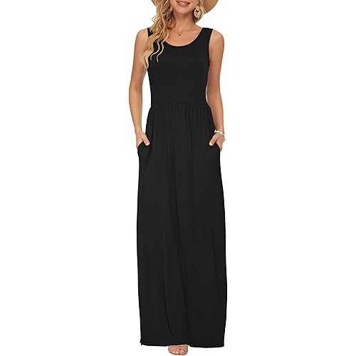 AUSELILY Women's Summer Sleeveless Loose Maxi Dress Casual Long Dresses with Pockets 2025 New