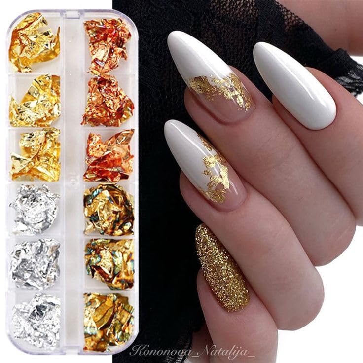Image of A.S.K [28g] 4 Bottle Gold Flakes 2Gold, 1Silver, 1Copper Flakes, for Resin, Imitation Gold Foil Flakes, with tweezer for Decoration, Painting Arts, Nail Art, DIY Crafts etc.