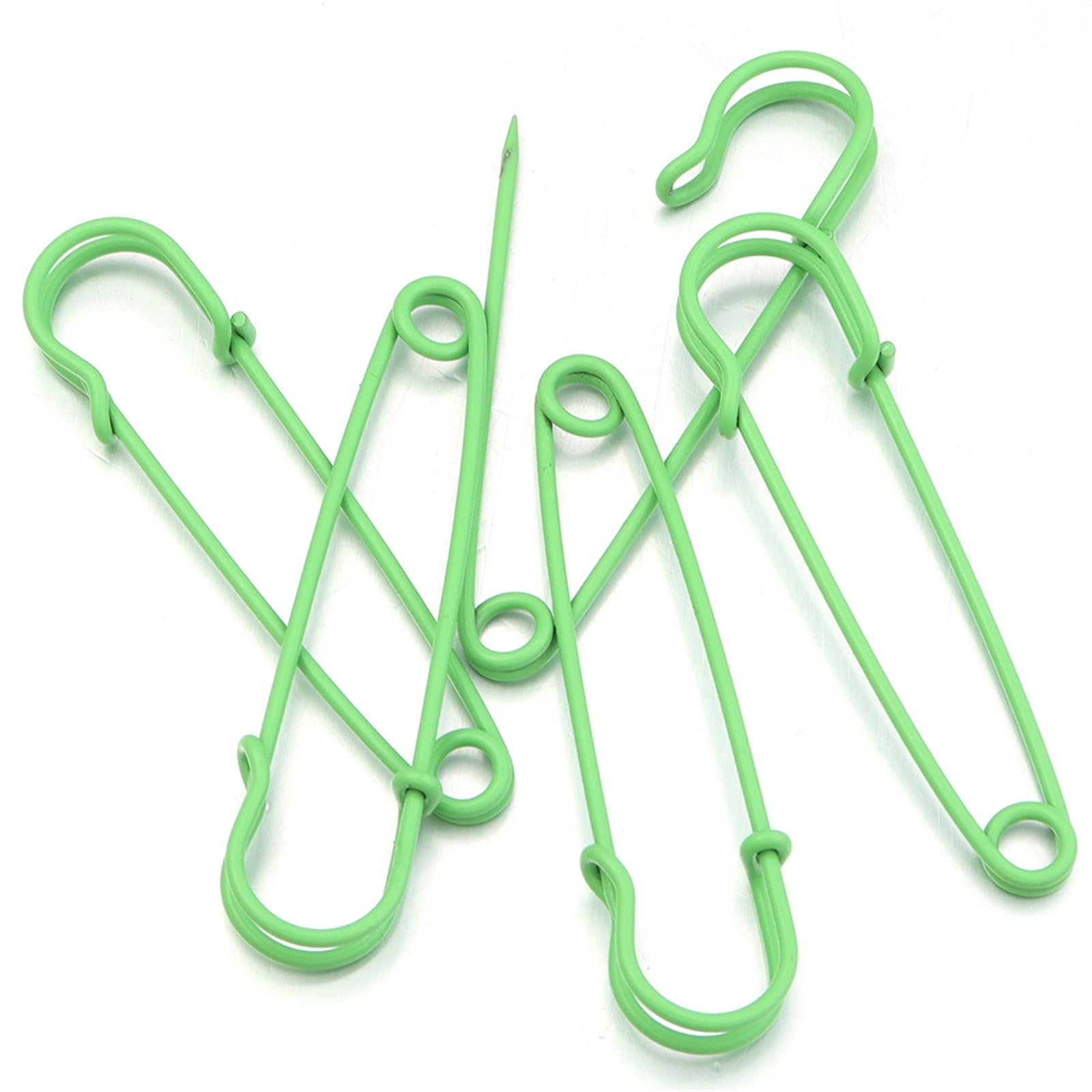 Decorative Safety Pins 50pcs/lot 64x15mm Safety Pins Brooch Colorful Metal Iron Sewing Pins For DIY Jewelry Making Clothing Fasteners Decor Accessories for Clothes(Green)