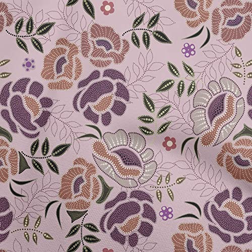 oneOone Viscose Chiffon Mauve Fabric Dotted Floral Craft Projects Decor Fabric Printed By The Yard 42 Inch Wide