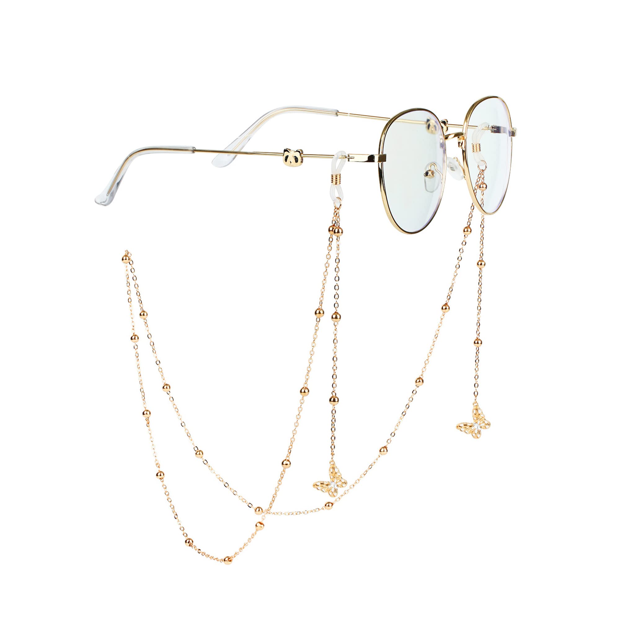 YJFYCadenas de gafas de sol para gafas de sol con cordón para mujer, gafas de sol, gafas de lectura, cordón para gafas de sol y gafas de esquí, accesorios para mujeres y niñas, oro