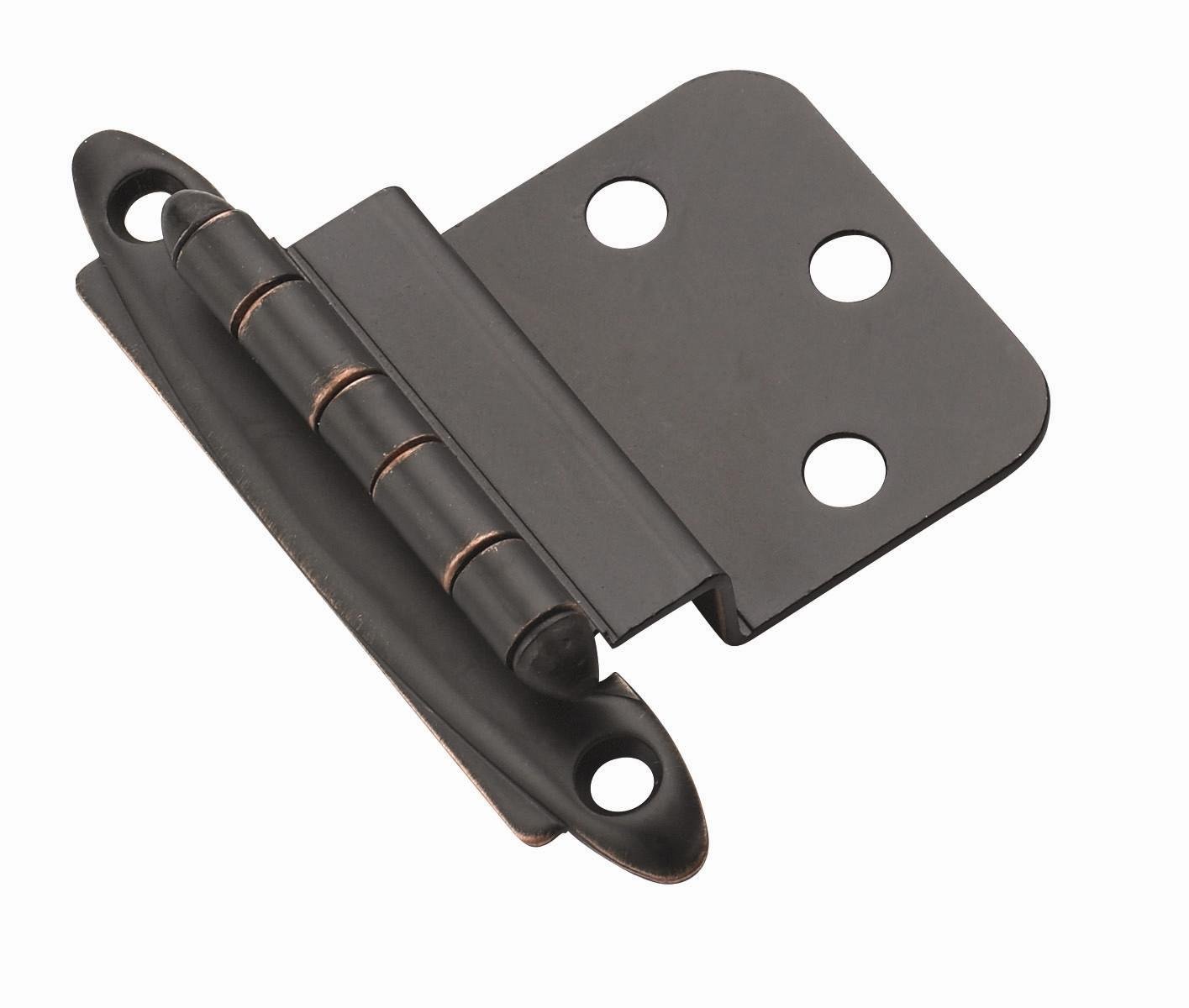 Amerock | Cabinet Hinge | 3/8 inch (10 mm) Inset | Oil Rubbed Bronze | 2 Pack | Non Self-Closing | Face Mount | Cabinet Door (5 packs)