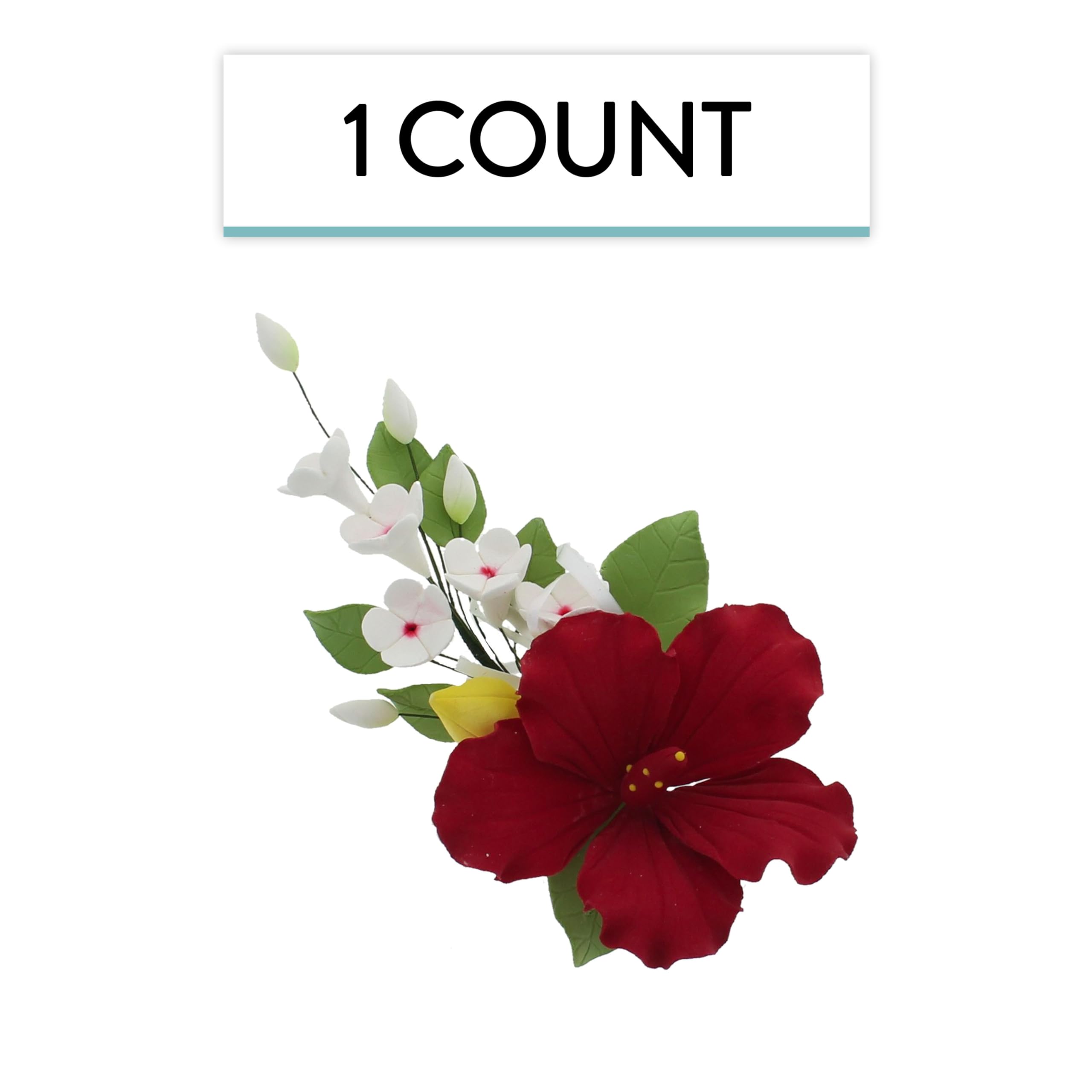 Global Sugar Art Hibiscus Sugar Cake Flowers Spray Cake Topper Red Hawaiian Cake Flower, 1 Count by Chef Alan Tetreault