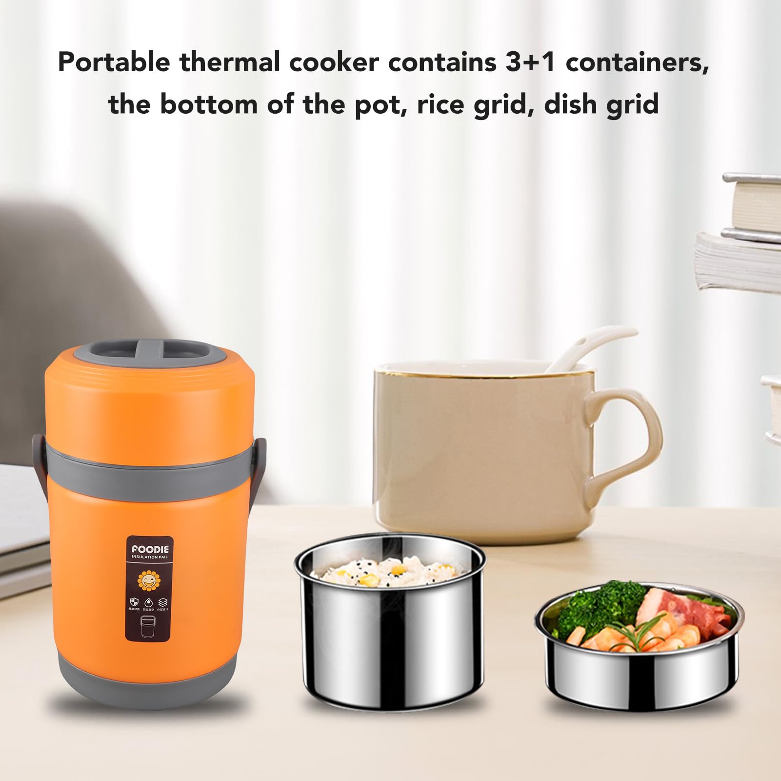Hot Pot Electric mit Dampfer, 2L -Ramenkocher, Elektro -Topf für Pasta, Shabu Shabu, Haferflocken, Suppe und Ei, Tragbarer Kocher, Grundnahrungsraum -Essentials, Tragbarer (ORANGE)