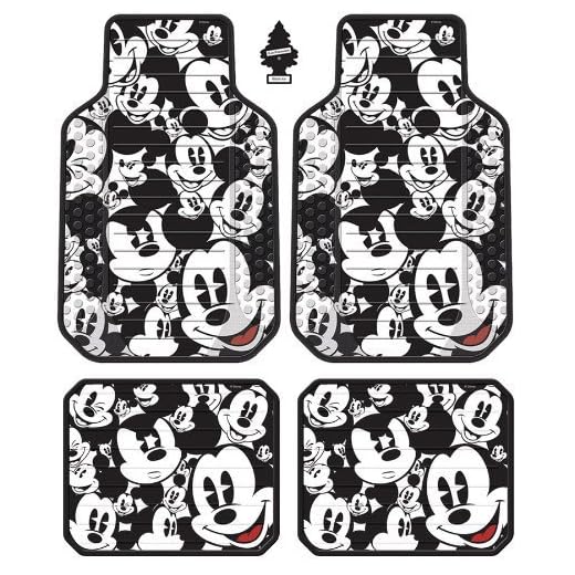 Yupbizauto Set of 4 Disney Mickey Mouse Auto Truck SUV Car Floor Mats with Air Freshener