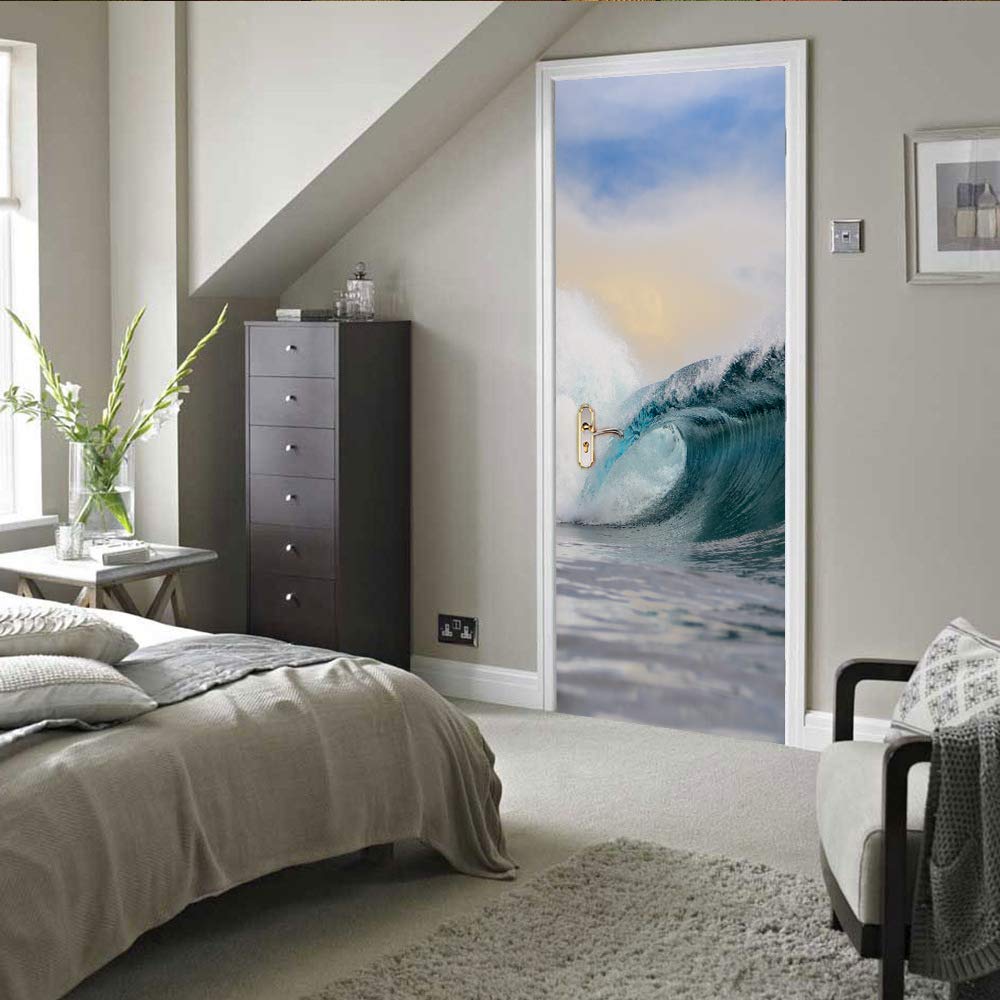 Sticker De Porte Trompe L'Oeil Effet 3D Intérieure Muraux Vase Fleurs Bleues 80 X 200 Cm Stickers Salle De Bain Cuisine Décoration - Auto Adhésif Art Papier Peint Peintures Autocoll Sticker De Porte Trompe L'Oeil Effet 3D Intérieure Muraux Vase Fleurs Bleues 80 X 200 Cm Stickers Salle De Bain Cuisine Décoration - Auto Adhésif Art Papier Peint Peintures Autocoll