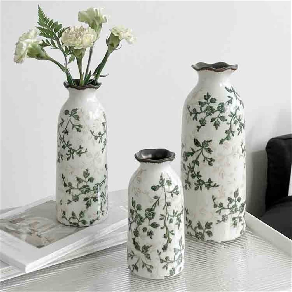 Jarrón De Flores De Encaje De Cerámica, Pequeño Jarrón Decorativo para Sala De Estar, Arreglo Floral, Flores Secas/Decoraciones Hidropónicas, M