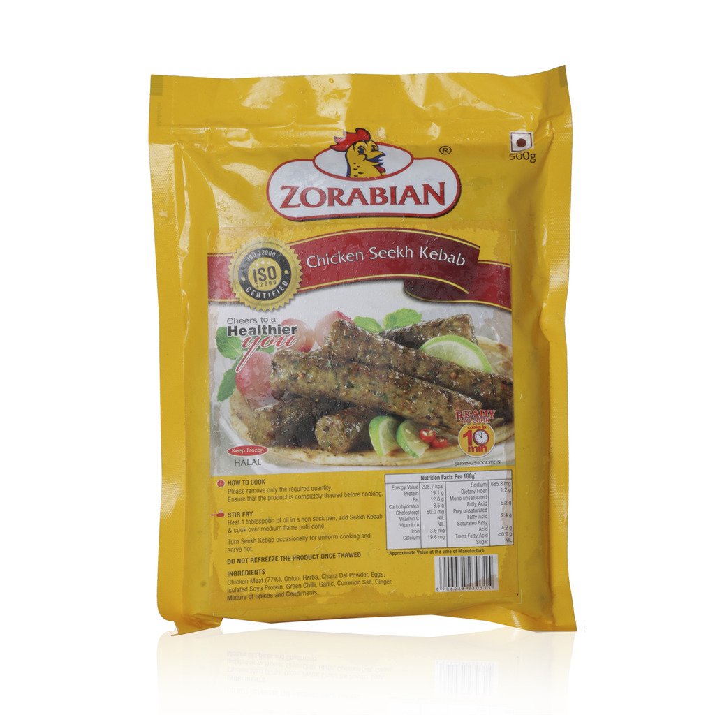 Zorabian Frozen Chicken Seekh Kabab, 500g Pack Amazon.in Grocery