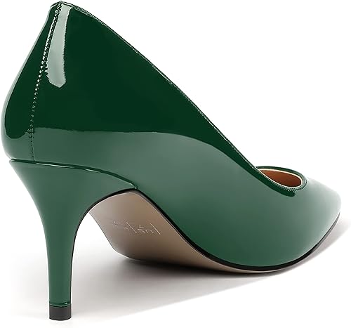 Miniatura 5 de MERRORI Zapatos de tacón medio con punta cuadrada de charol para mujer, zapatos de tacón medio sólido de 2.5 pulgadas