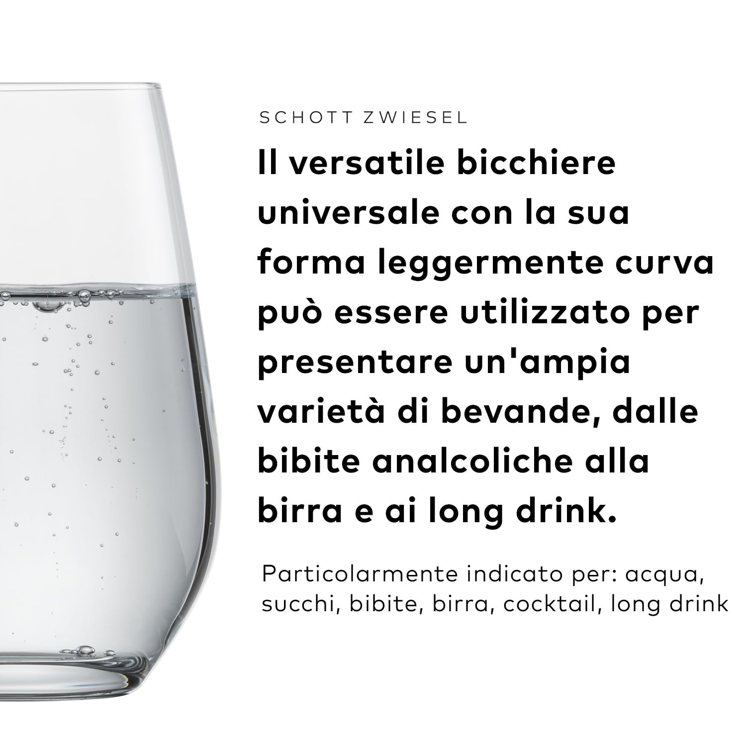SCHOTT ZWIESEL Bicchiere da acqua Forté (set di 4), bicchieri versatili, bicchieri in cristallo Tritan lavabili in lavastoviglie, Made in Germany (art. 123618)