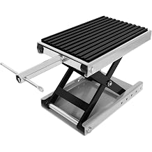 1300 LBS Motorcycle Jack, Thickened 0.48" Rubber Pad Motorcycle Lift, Upgraded Anti-Slip Bottom Dirtbike Stand, Carbon Steel Motorcycle Center Stand with Wide Deck, Chain Brush, T-Handle for ATV Gray