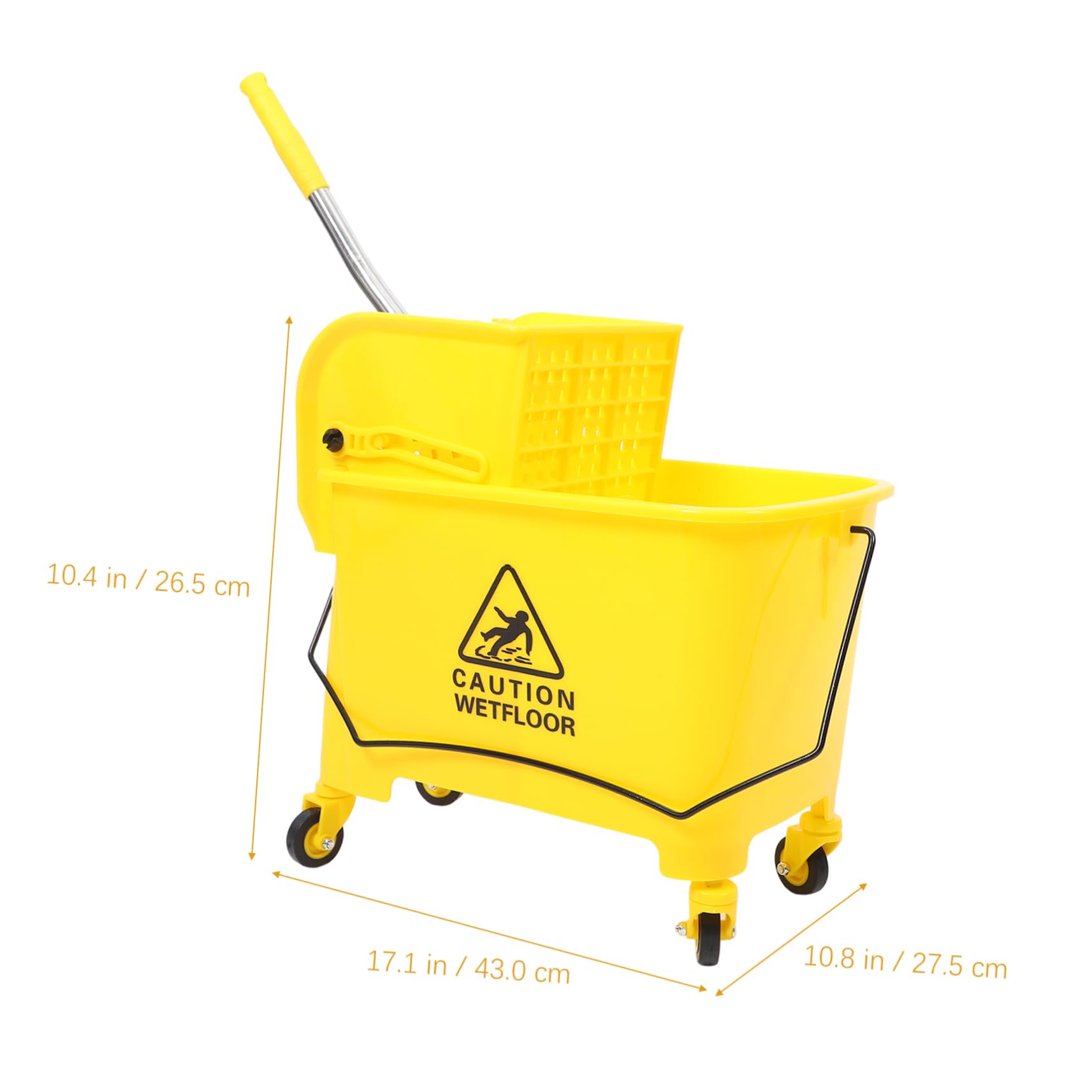 Mikikit Cubo de Fregona Comercial Ruedas 20l Plástico Prensa Lateral Movilidad Silenciosa Limpieza Hogar Industria Profesional Uso Seguridad Alta Color Aleatorio
