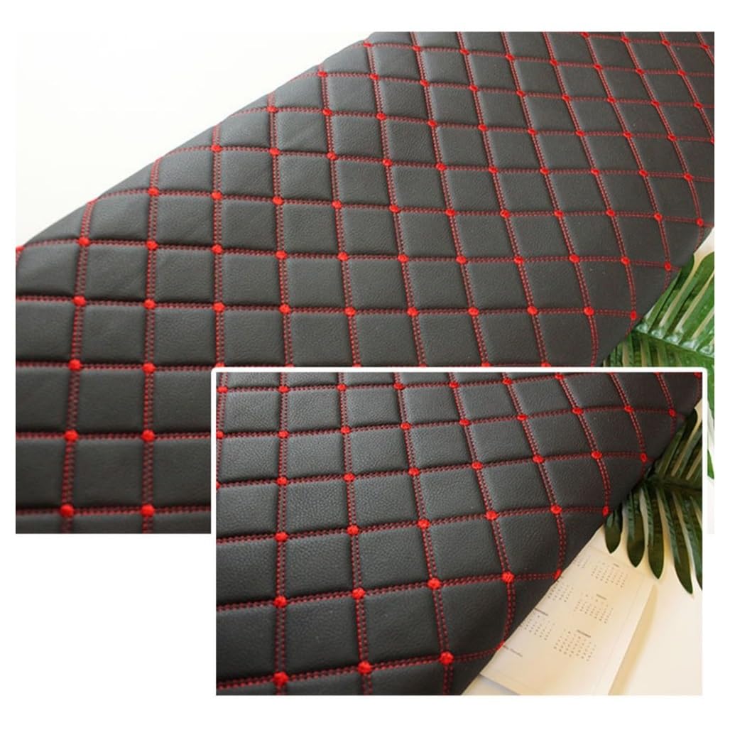 160cm ×100cm Polipiel Sintética Acolchada Por Metros Tejido Acolchado De Piel Cojines O Forrar Objetos Para Cojines De Coche(Black (red line),1.6x15m)
