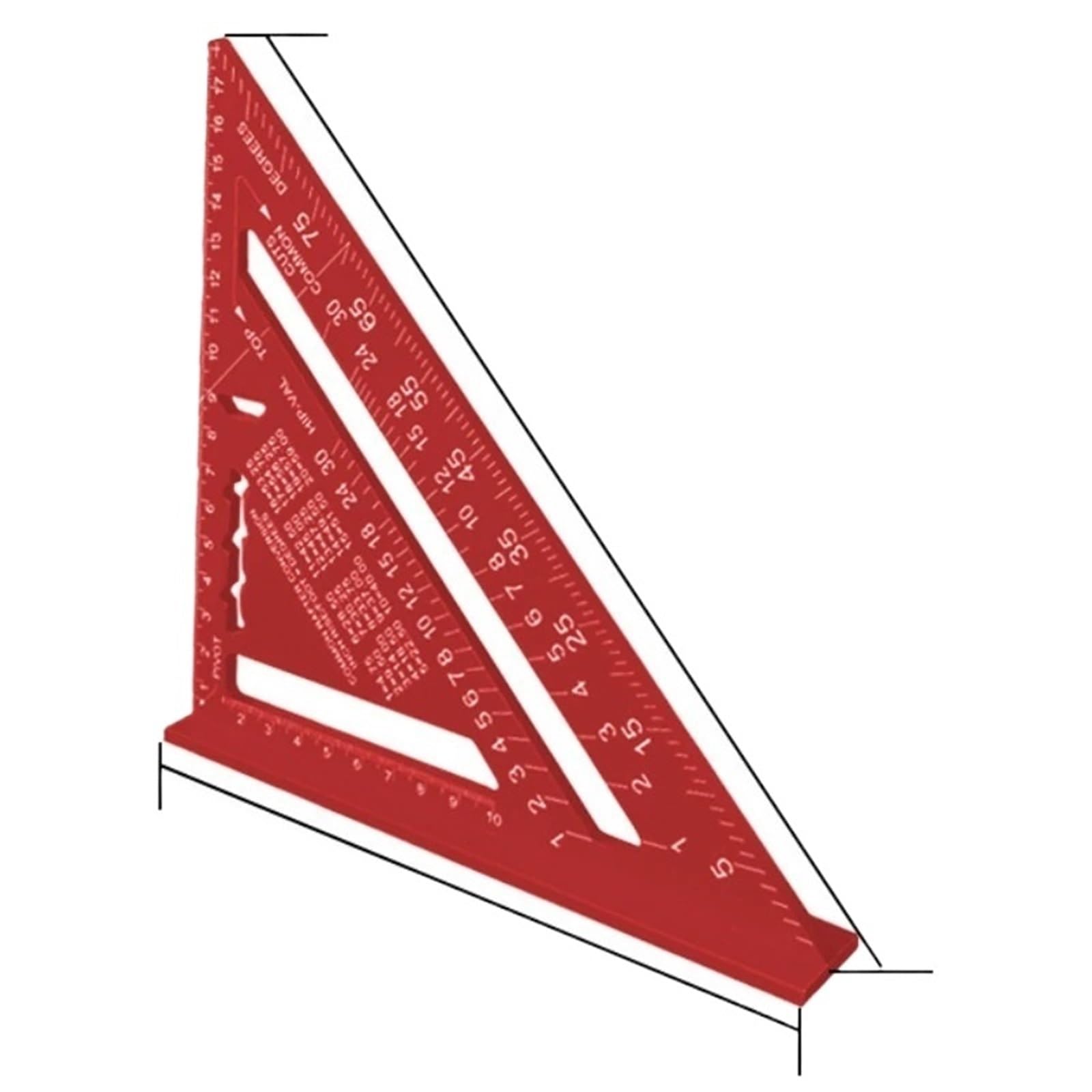 Angle Protractor,7inch Rafter Square Carpenter Measuring Layout Tool Alloy Metal Triangle Ruler