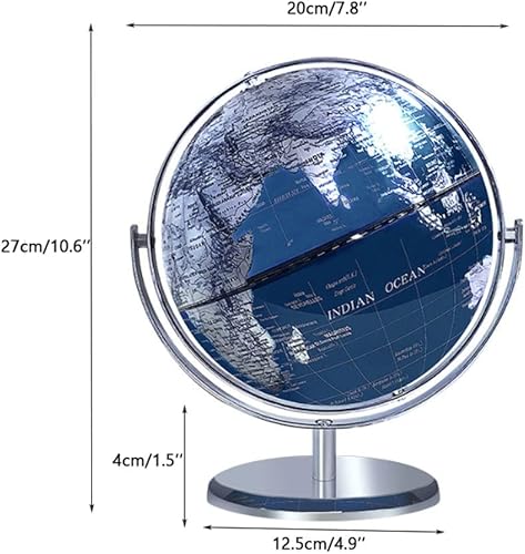 Miniatura 2 de Globo Terráqueo - Globo mundial de 8 pulgadas con océanos azules, esfera metálica, globo de rotación de 720 con arco y base de metal para