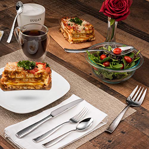 Hudson Essentials 9-Piece Hammered 18/10 Stainless Steel Silverware Serving Spoons and Forks Set - Hostess Buffet Flatware Utensils - Image 6