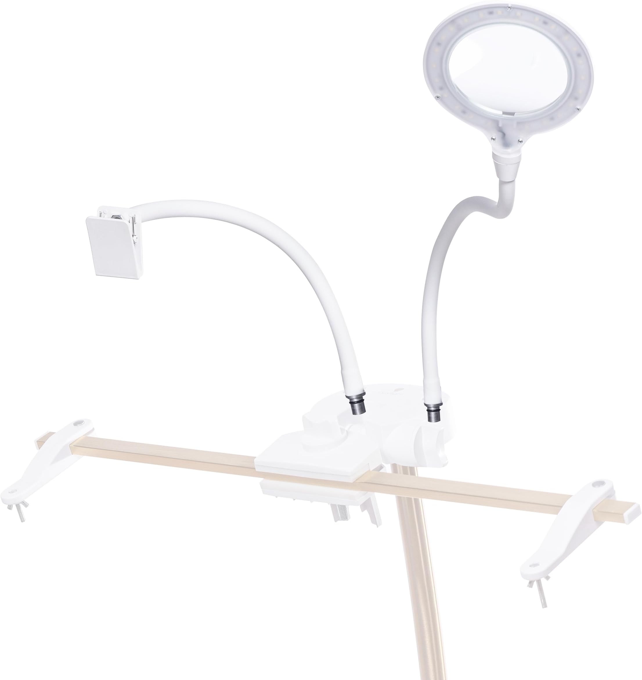 StitchSmart 2 Magnifier & Chartholder (Accessories Only)–Adjustable Embroidery Frame Support with LED Magnifier Lamp, 360° Rotation, 95+ CRI Lighting, Flexible Arms (Doesn't' Include Stand)