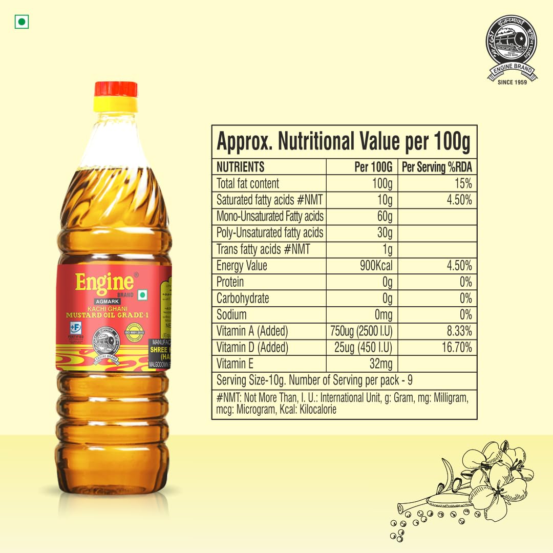 Engine Marca Kachi Ghani Olio di senape, 1 litro
