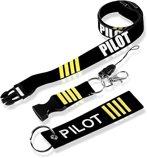 Pilot Lanyard 4 Stripes for Keys with Detachable Safety Buckle Traveler Pilot Keychain Baggage Tag set