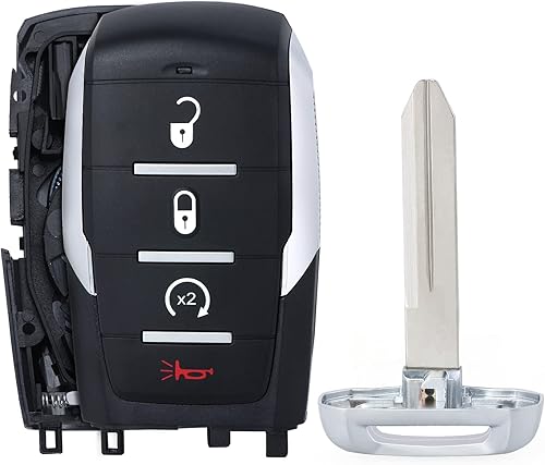 Aichiyu Funda de repuesto para llavero con control remoto inteligente, 4 botones para RAM 1500 2019 2020 2021 2022 2023 compatible con FCC ID