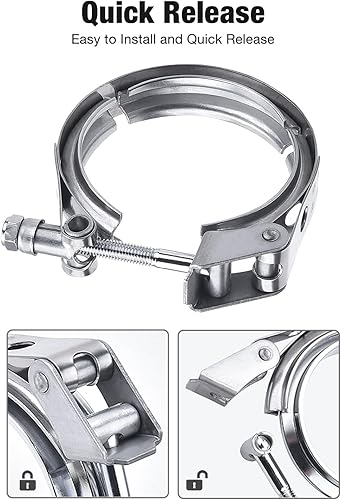 Miniatura 4 de EVIL ENERGY Abrazadera de banda de 3,0 pulgadas V con brida macho hembra de acero inoxidable de liberación rápida