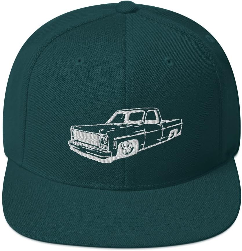 Snapback Vintage Hat 73-87 Mini C10 Truck Cap Slammed Automotive Retro-Inspired Classic Truck Enthusiast Slammed (Spruce)