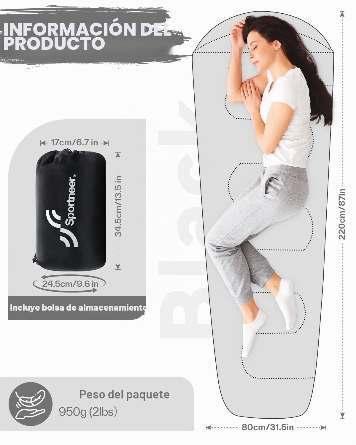 Sportneer Saco de Dormir Momia 3 Estaciones, Ligero y Cálido con Capucha y Cordón, Relleno Aislante