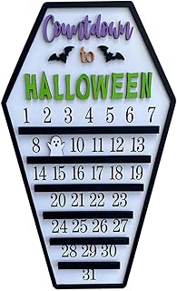 Tebinzi Halloween Countdown Advent Calendar - Coffin Shape Countdown Calendars - 31 Days Countdown Calendars, Wooden Crafts, Halloween Party Supplies