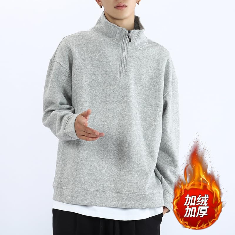 Sweat col roulé homme velours épais pull ample manches longues automne - 2