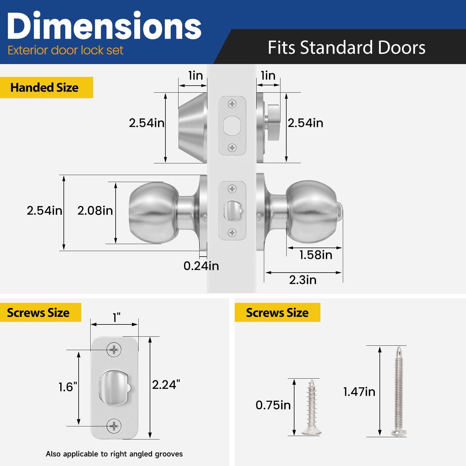 Keyed Door Lock Set - Satin Nickel Front Door Lock -2