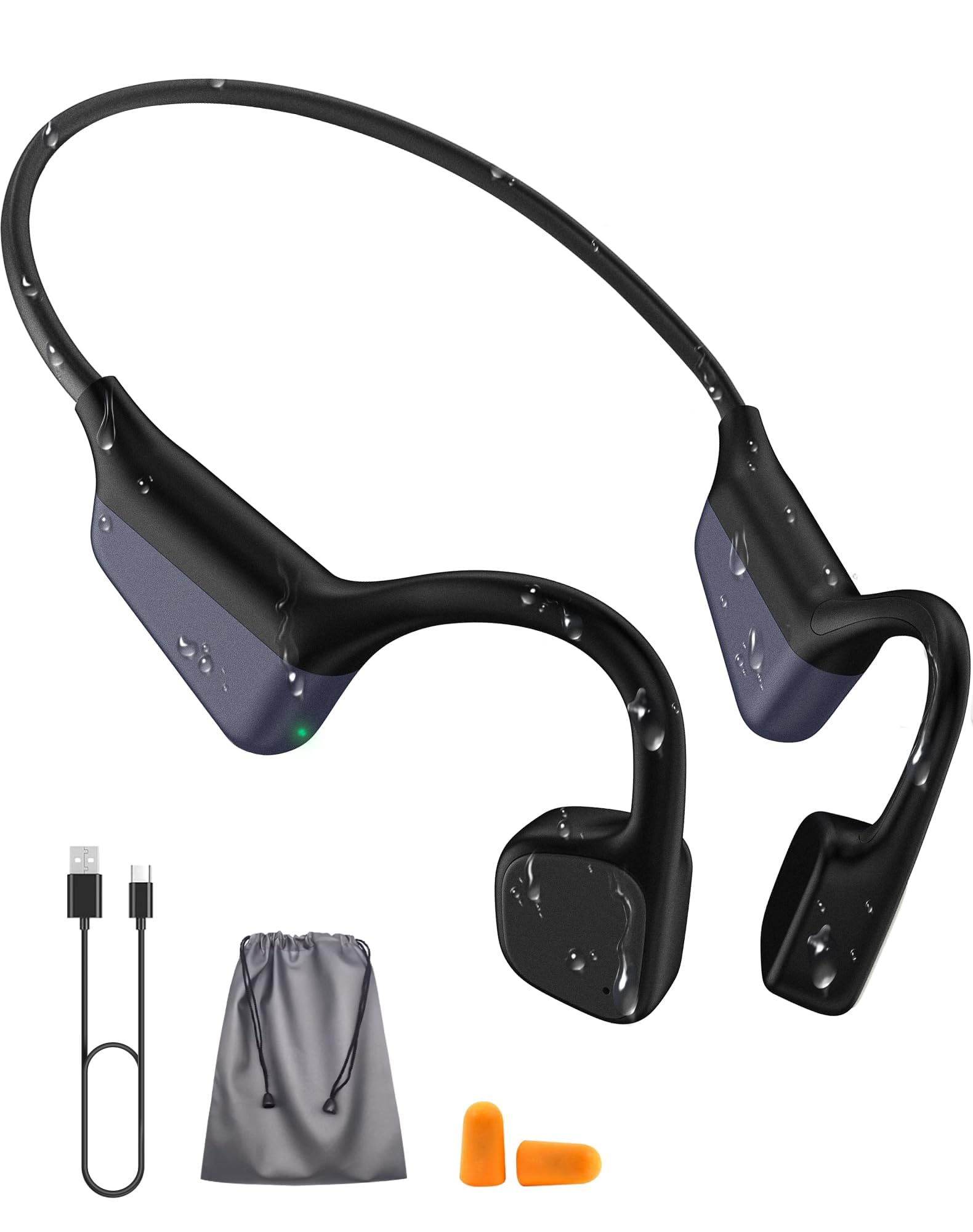 Auriculares de conducción ósea inalámbricos Bluetooth impermeables con cancelación de ruido y micrófono