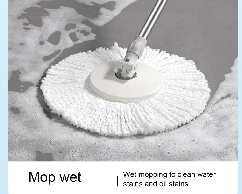 Juego de fregona y Cubo giratorios para el hogar, fregona giratoria de 360° y Cesta escurridora Interior Desmontable, 2 recambios de Cabezal de Microfibra para