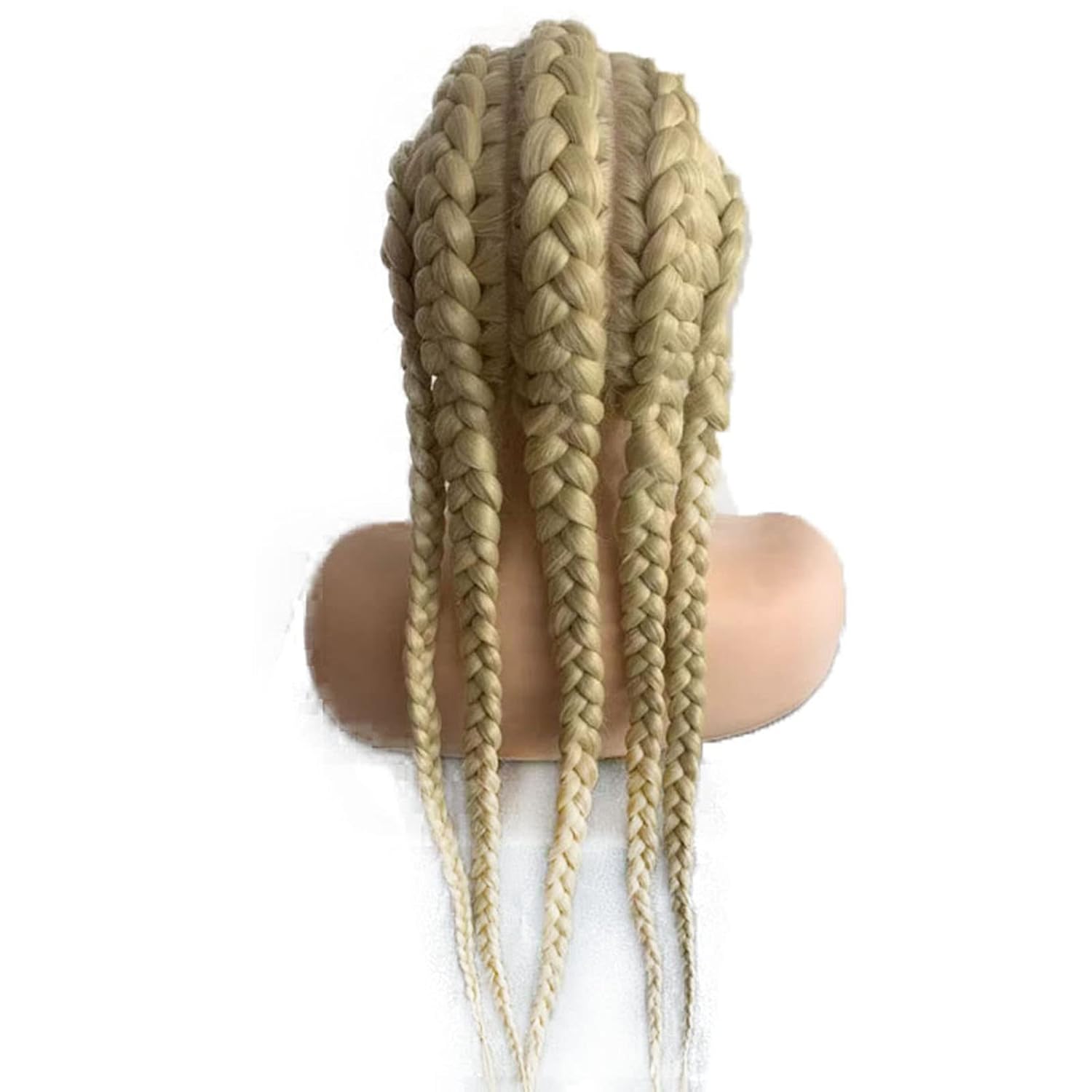 Blonde Braided Wig for Women Long 613 Blonde Box Braid Wigs with Baby Hair Natural Hairline Synthetic Lace Front Twist Braids Wig Frontal Braiding Glueless Heat Resistant Hair 24''