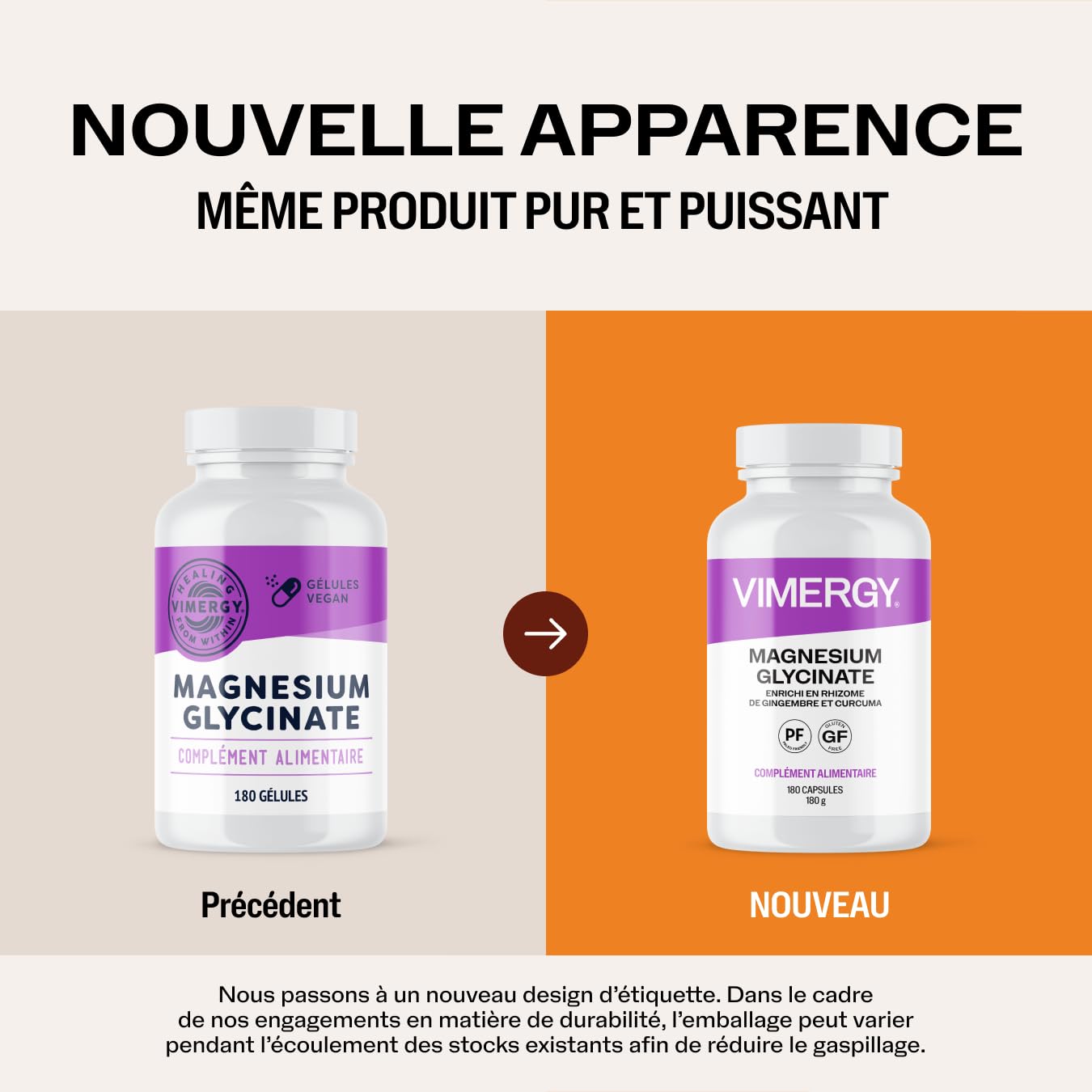 Vimergy Magnésium Glycinate – 90 Portions – Soutien Énergétique et Réduction de la Fatigue – Complément de Magnésium Doux pour les Intestins - Curcuma et Gingembre – Sans Gluten Céto/Paléo sans OGM
