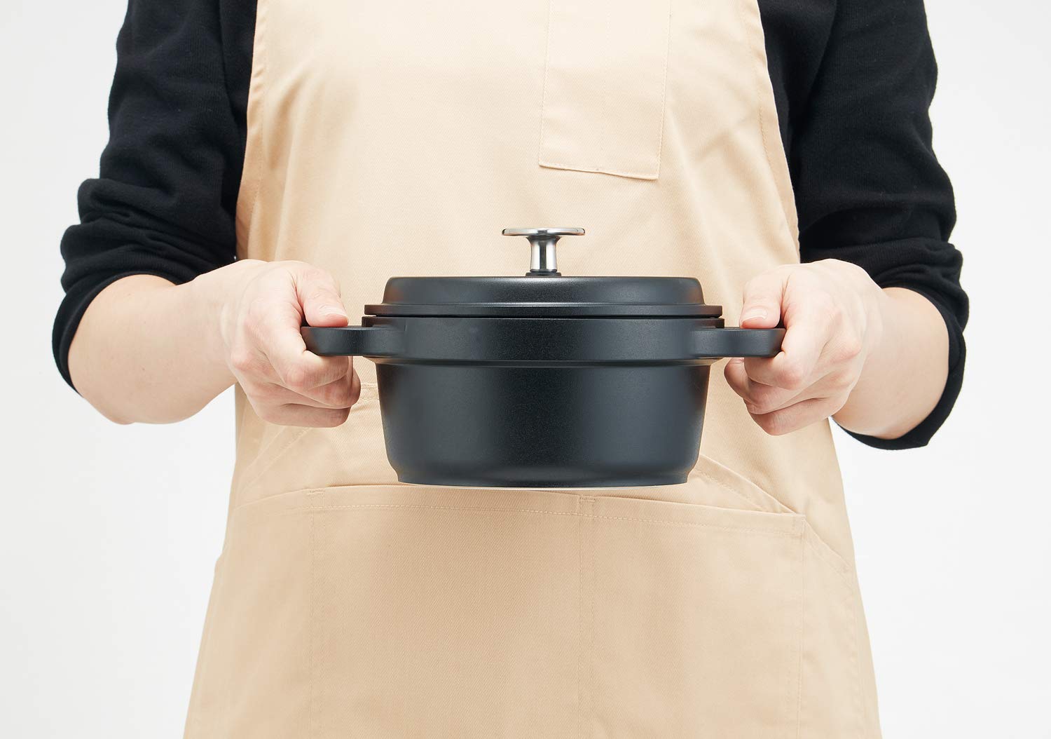 Amazon｜万年(Mannen) 両手鍋 ご飯鍋 16cm ブラック IH対応 竹炭コート 