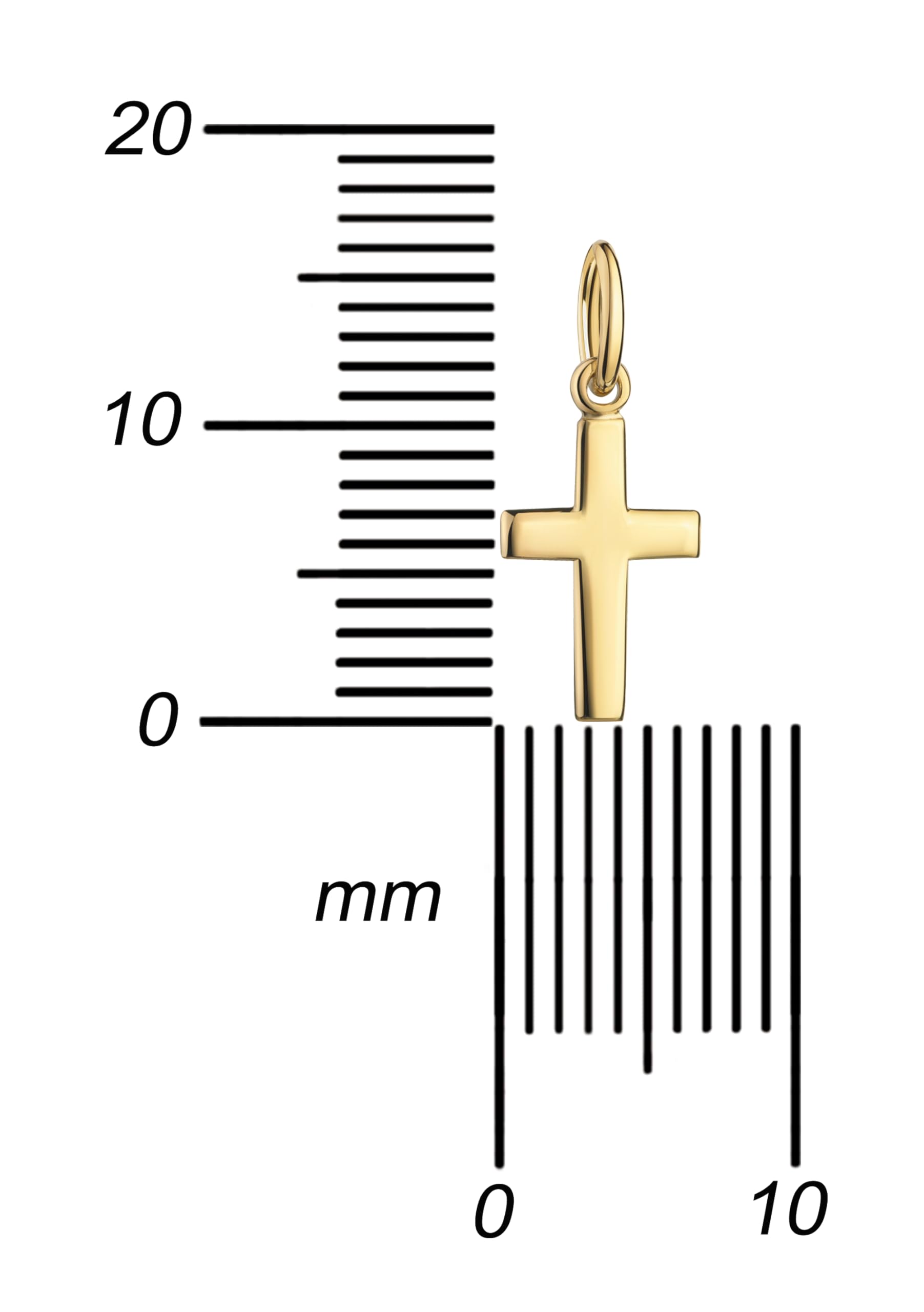 Kleiner 750 Gold Kreuzanhänger Goldkreuz für Damen und Kinder Kettenanhänger 18 Karat Gelbgold mit Kette oder ohne Kette wählbar