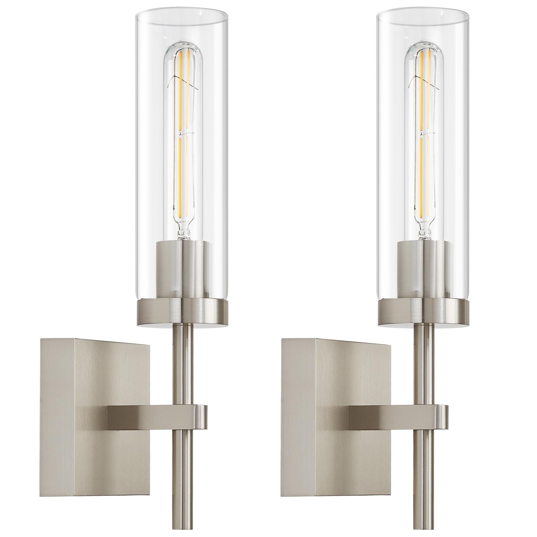 Photo 1 of SANTOSTOCK Brushed Nickel Battery Operated Wall Sconces with Remote Control, Wireless Wall Sconce Set of 2, Rechargeable Cordless Wall Lights for Living Room Bathroom Hallway Entryway Stairwell, 3000K