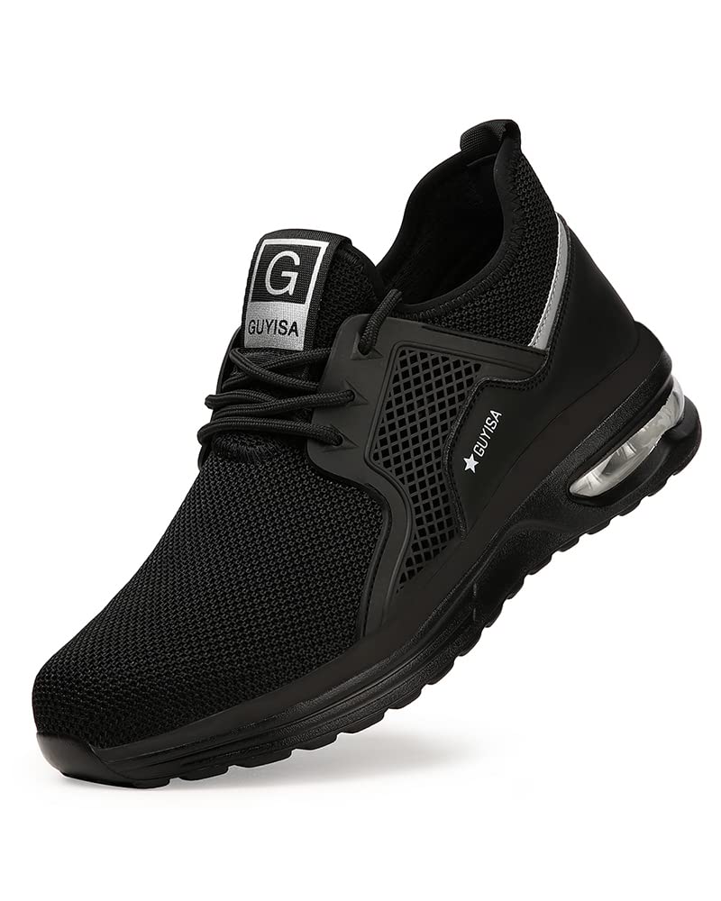 GUYISAUnisex Steel Toe Safety Shoes Lightweight Work Trainers Slip Resistant Breathable Protective Boots with Anti-Puncture Sole for Men and Women Industrial Construction Footwear