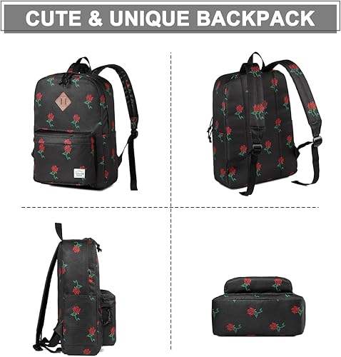 Miniatura 5 de VASCHY - Mochila ligera resistente al agua, mochila casual para mujeres, adolescentes y niñas, rosas