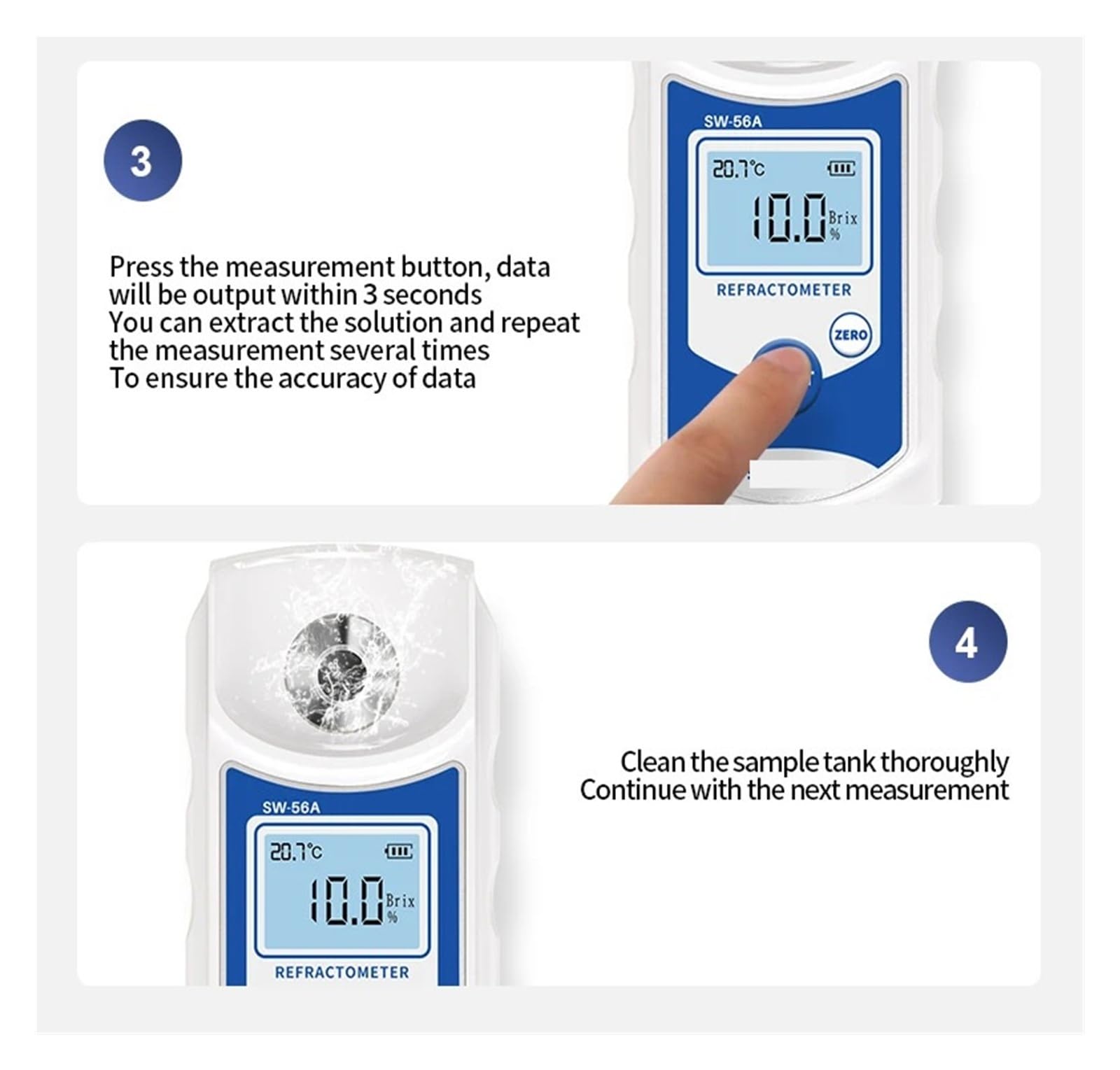 Réfractomètre numérique LCD Brix mètre jus de fruits boisson ATC Instrument de mesure de la teneur en sucre 0-53% saccharomètre Réponse rapide