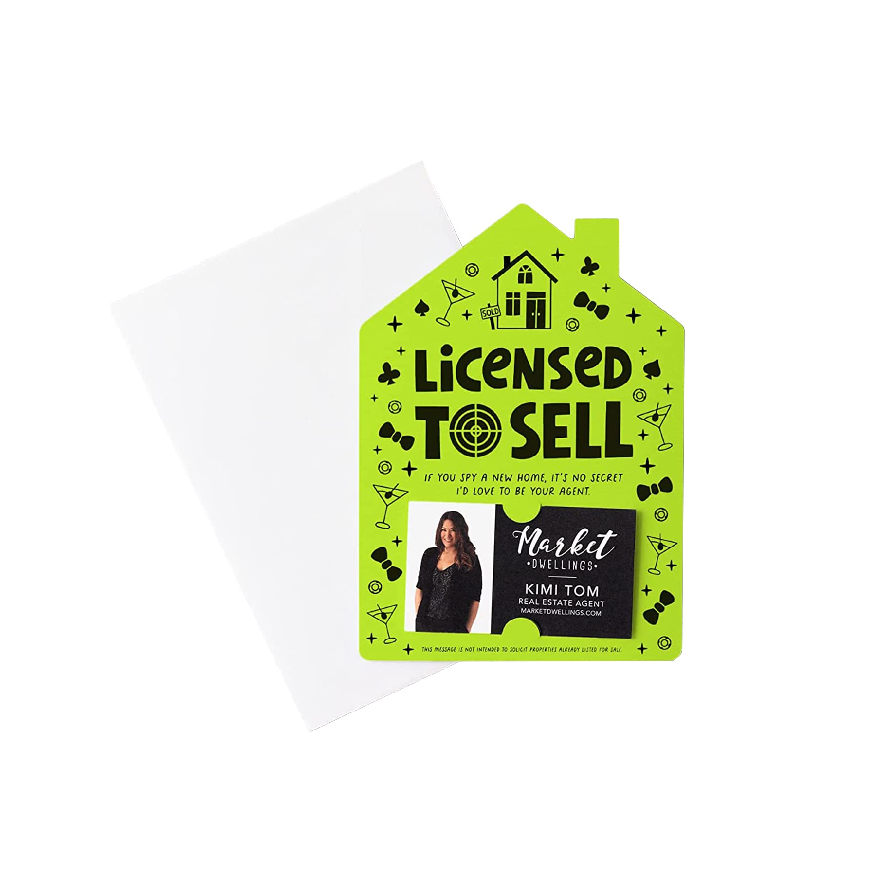 Market Dwellings Set of Licensed To Sell Real Estate Mailers Greeting Cards - Real Estate with Envelopes Included - Designed for Real Estate Agents -