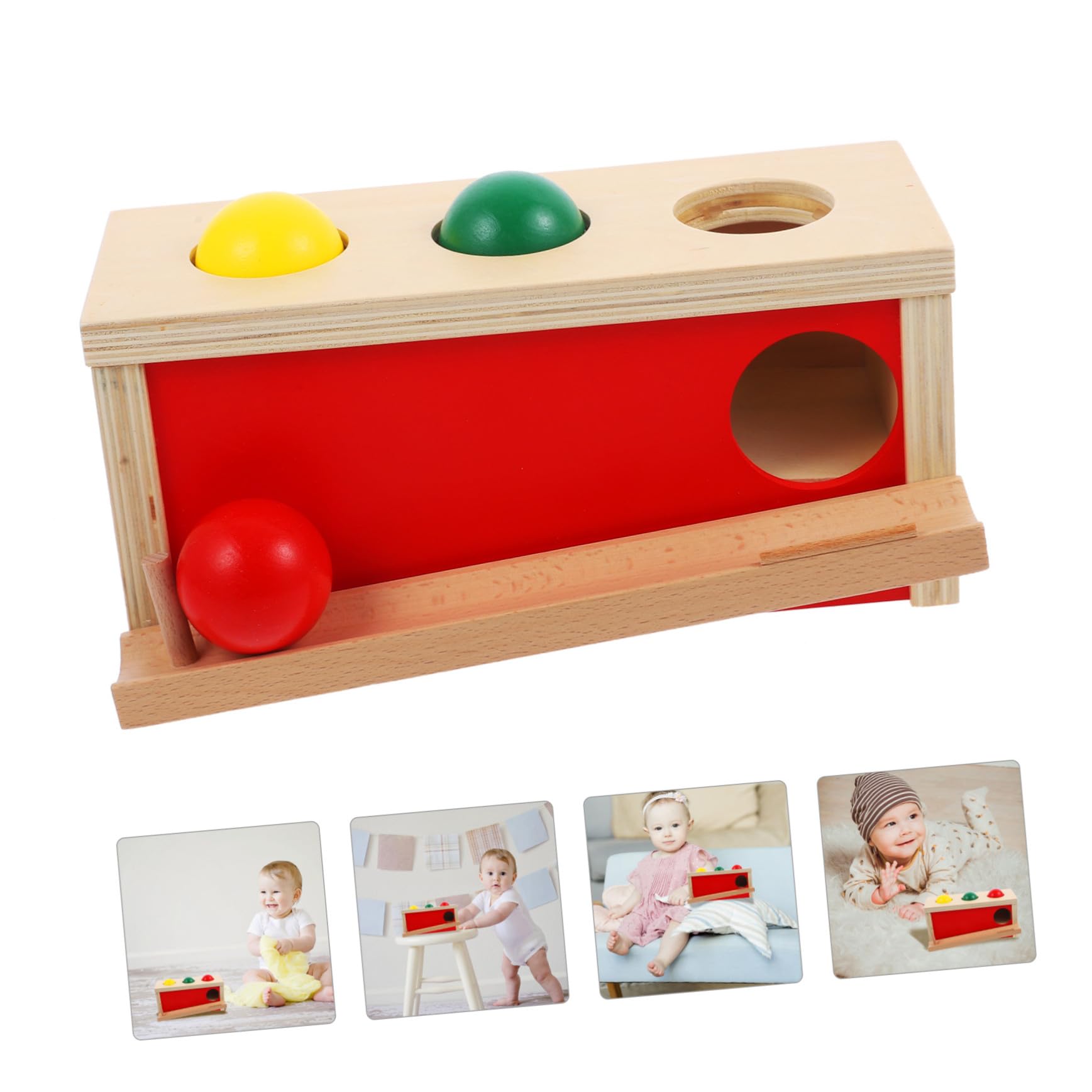 Hohopeti Giocattolo Montessori per Mesi e Anno Tavolo Pressa Palle in Legno per Sviluppo Coordinazione Occhio-mano Motricità Fine e Pensiero Logico Gioco Educativo per Prima Infanzia