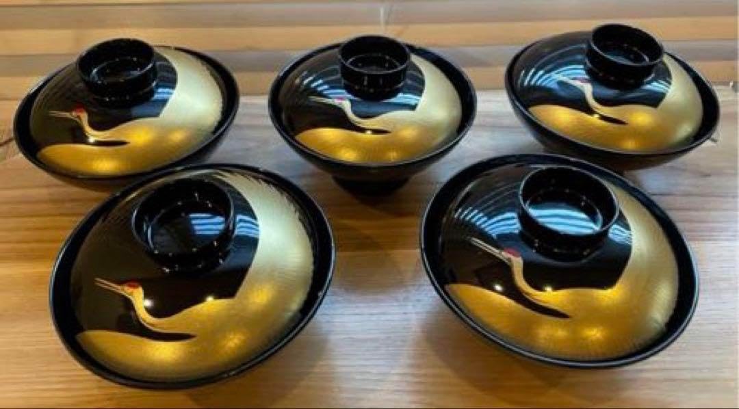 会津塗　漆器 蓋付き椀 5個セット 会津塗 漆器 蓋付き椀 5個セット 会津塗 漆器 蓋付き椀 5