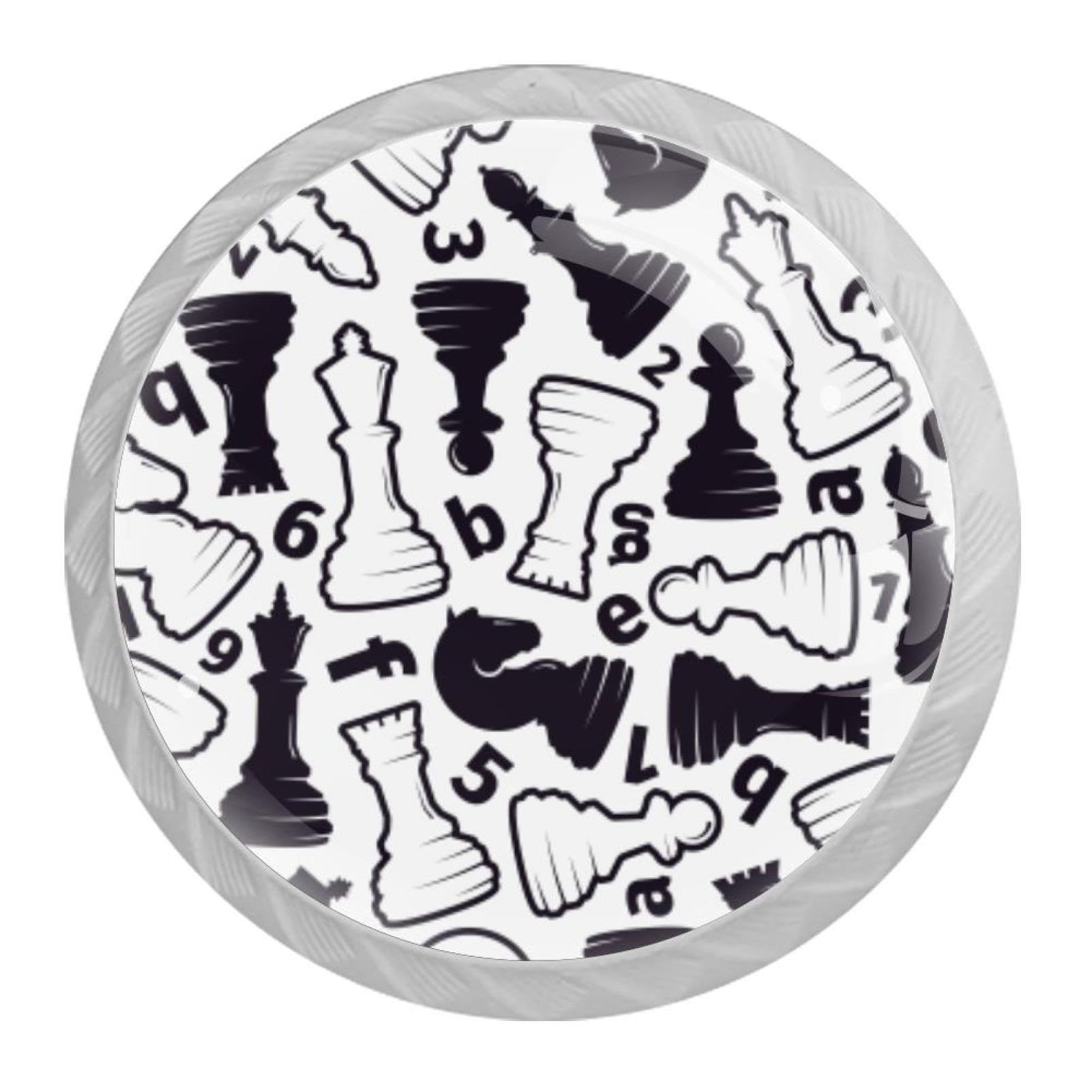 Tqmspg 4 Pieces Drawer Pulls Chess Pattern Door Knobs Dresser Handles for Kitchen Wardrobe Cupboard Hardware Furniture