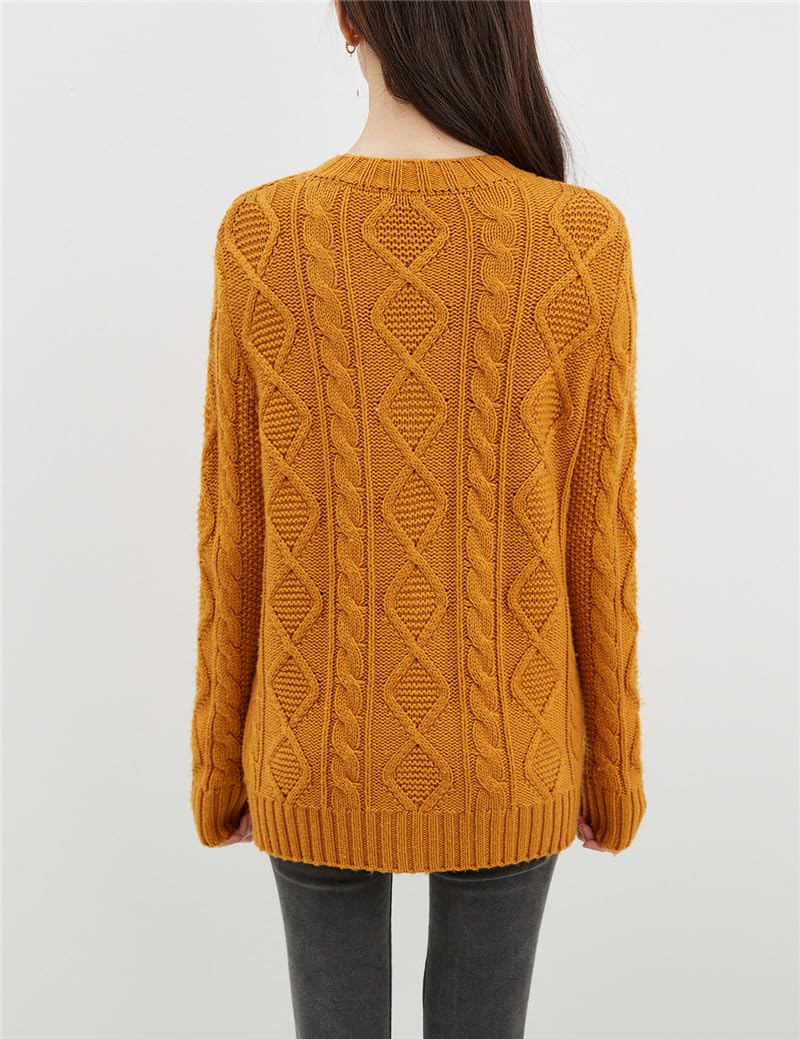 Dninmim Cárdigan de lana de manga larga para mujer, suéter de punto con cuello redondo, estilo vintage