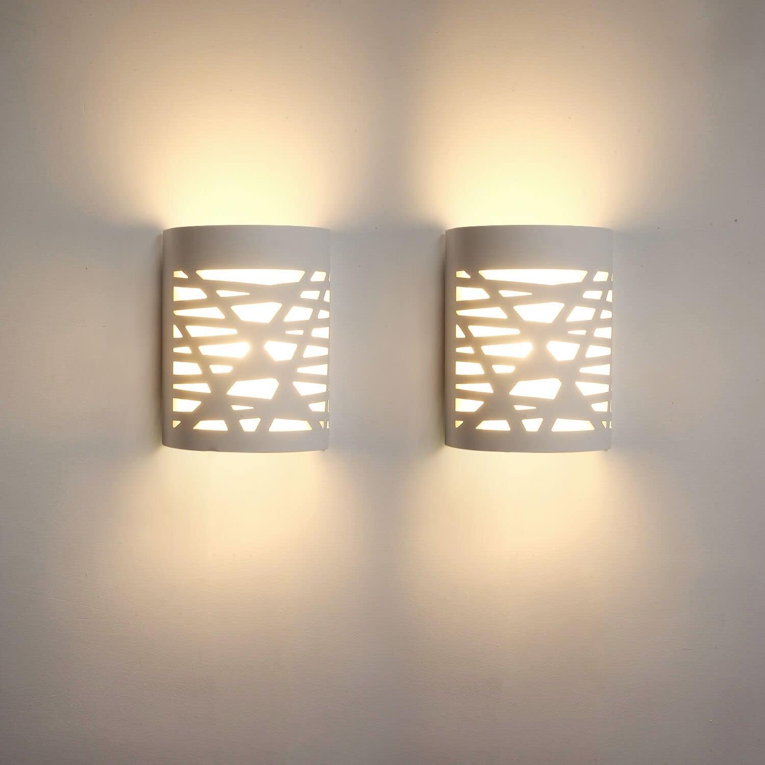 TRLIFE LED Wall Sconces Set of 2, White Wall Sconce 9W 3000K Warm White