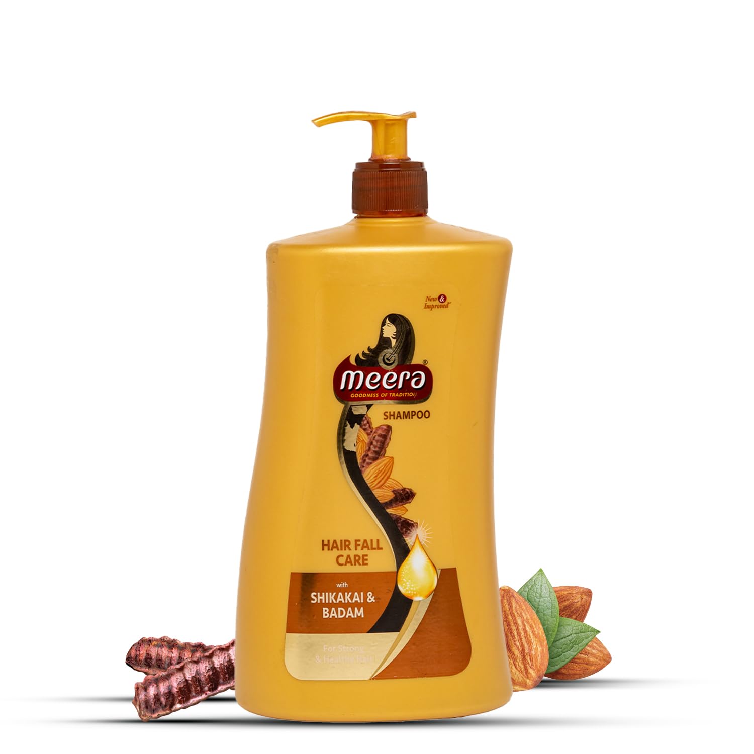 Meera Hairfall Care Shampoo, Goodness Of Badam & Shikakai, For Strong & Healthy Hair, For Men And Women, Paraben Free, 1L
