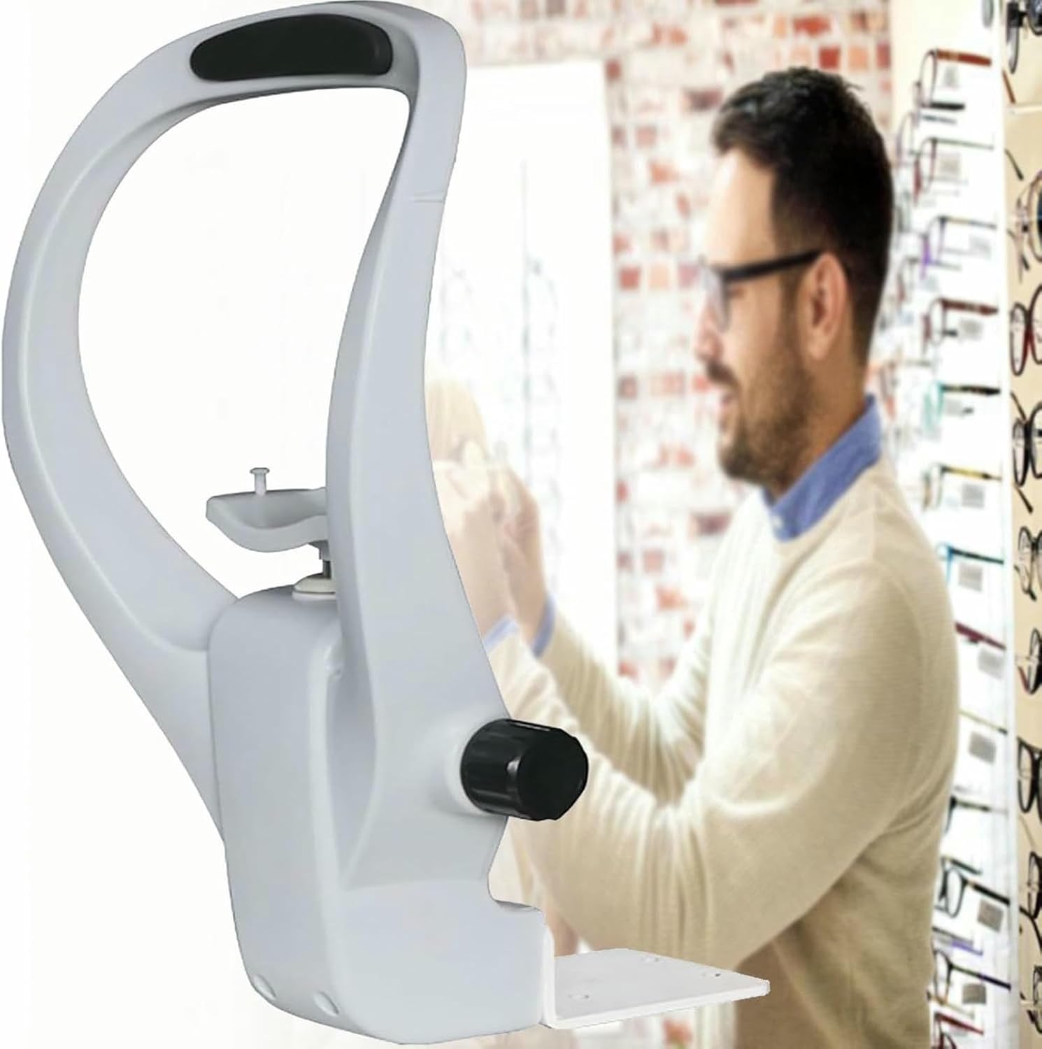 Accessories for Optometry Equipment,Chin Rest Forehead Support Optical Instrument,Vision Training Forehead Bracket,with Adjustment Knob-